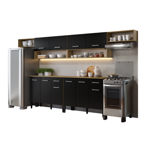 Armário de Cozinha Compacta Arizona Bold Carraro Carvalho com Preto - imagem 2