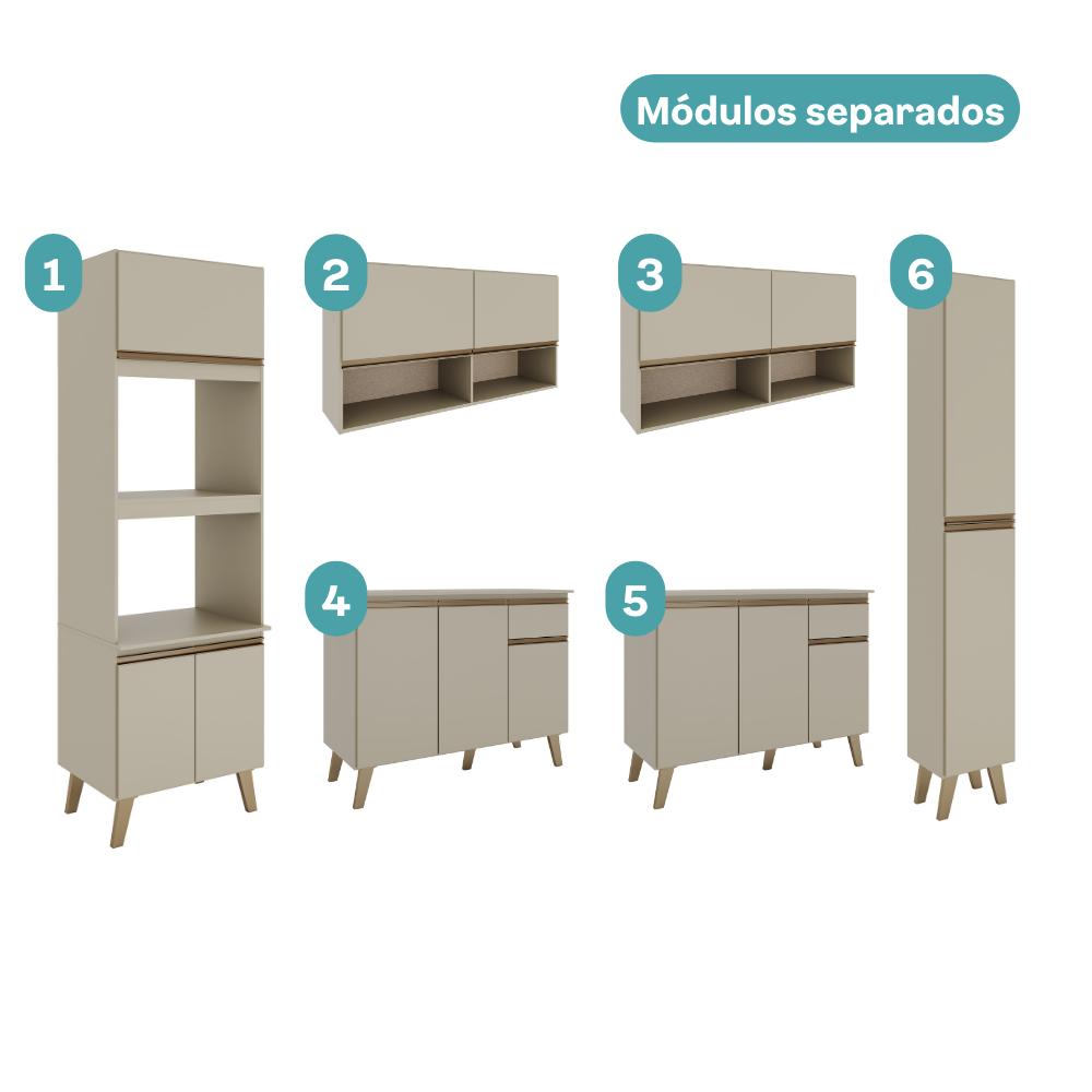 Armário de Cozinha Completa Atlanta Wilson Carraro Amêndoa - imagem 4