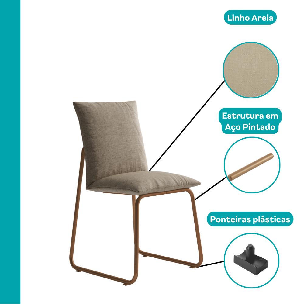 Conjunto Sala de Jantar 4 Cadeiras Avena Carraro Nogal Rosê - imagem 7