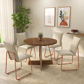 Conjunto Sala de Jantar 4 Cadeiras Avena Carraro Nogal Rosê - imagem 10