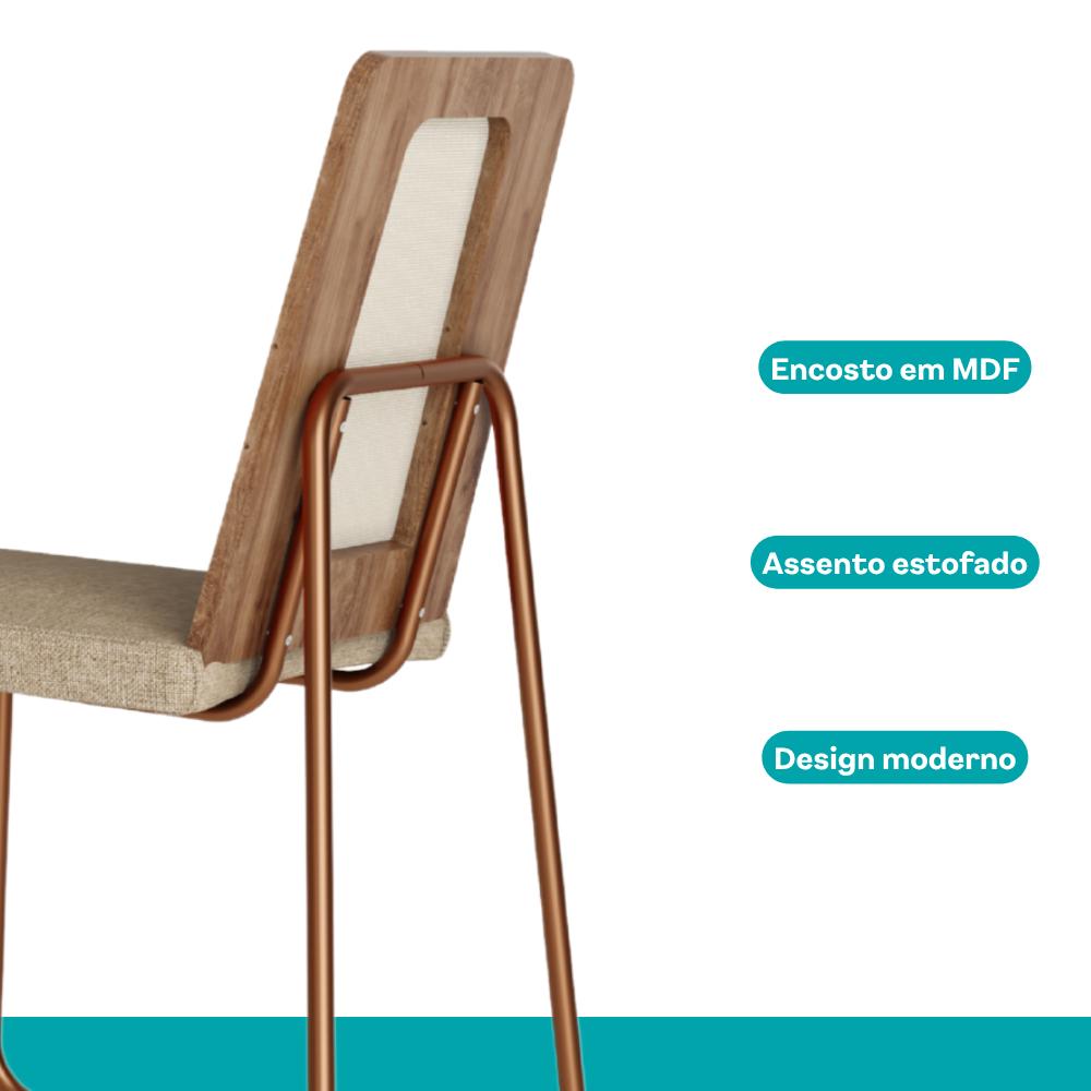 Conjunto Sala de Jantar 4 Cadeiras Marina Carraro Nogal Rosê - imagem 9