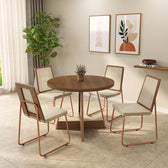 Conjunto Sala de Jantar 4 Cadeiras Marina Carraro Nogal Rosê - imagem 10