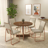 Conjunto Sala de Jantar 4 Cadeiras Rebeca Carraro Nogal Rosê - imagem 10