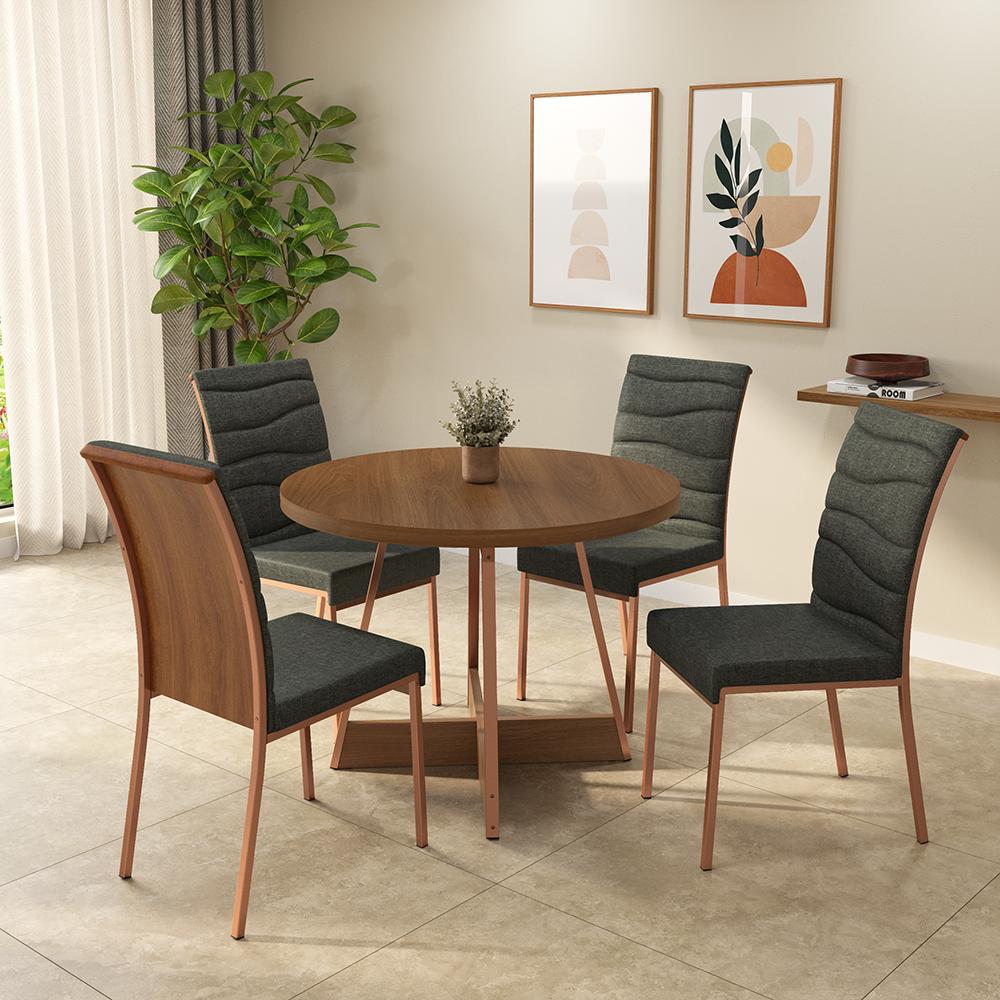 Conjunto Sala de Jantar 4 Cadeiras Patricia Carraro Nogal Rosê - imagem 10