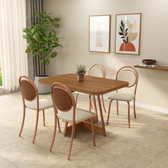 Conjunto Sala de Jantar 4 Cadeiras Mafe Carraro Nogal Rosê - imagem 1