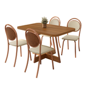 Conjunto Sala de Jantar 4 Cadeiras Mafe Carraro Nogal Rosê - imagem 2