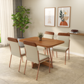 Conjunto Sala de Jantar 4 Cadeiras Malu Carraro Nogal Rosê - imagem 1