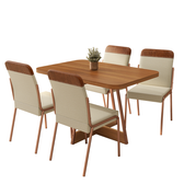 Conjunto Sala de Jantar 4 Cadeiras Malu Carraro Nogal Rosê - imagem 2