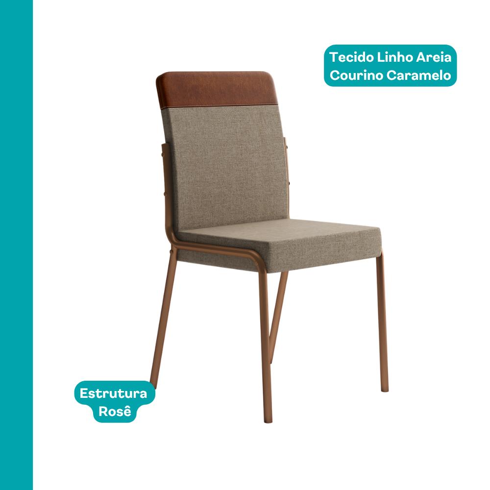 Conjunto Sala de Jantar 4 Cadeiras Malu Carraro Nogal Rosê - imagem 6