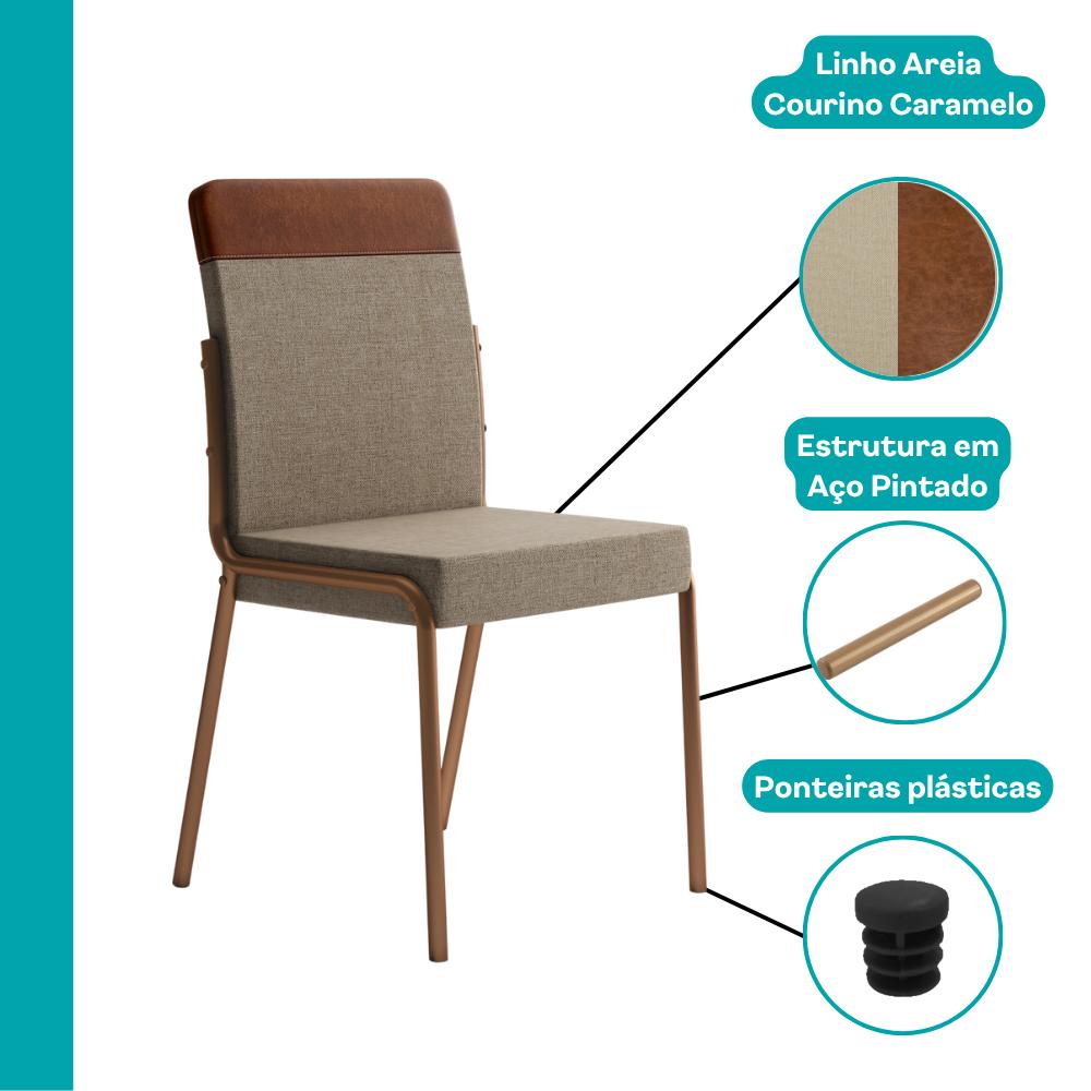 Conjunto Sala de Jantar 4 Cadeiras Malu Carraro Nogal Rosê - imagem 7