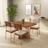 Conjunto Sala de Jantar 4 Cadeiras Bia Carraro Nogal Rosê - imagem 1