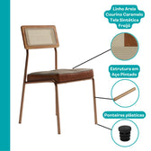 Conjunto Sala de Jantar 4 Cadeiras Biamar Carraro Nogal Rosê - imagem 7
