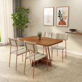 Conjunto Sala de Jantar 4 Cadeiras Blum Carraro Nogal Rosê - imagem 1