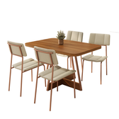 Conjunto Sala de Jantar 4 Cadeiras Blum Carraro Nogal Rosê - imagem 2
