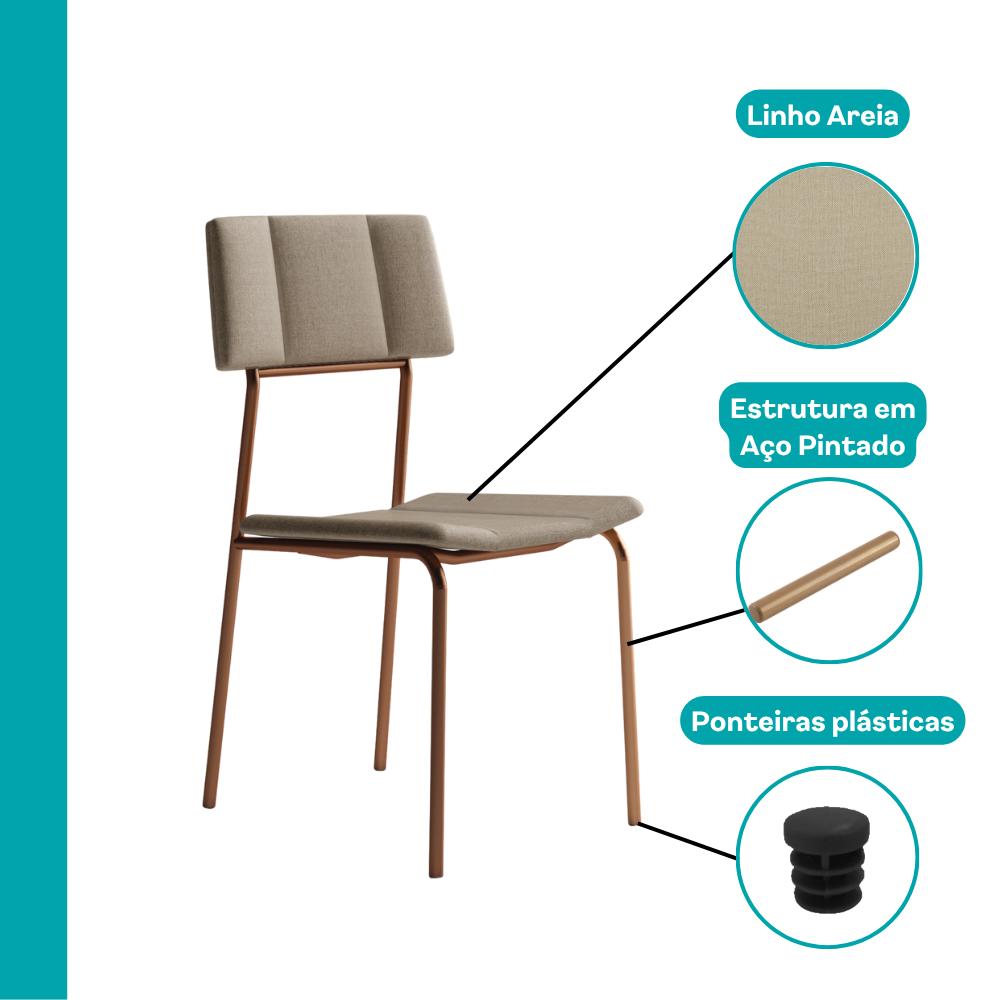 Conjunto Sala de Jantar 4 Cadeiras Blum Carraro Nogal Rosê - imagem 7