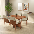 Conjunto Sala de Jantar 4 Cadeiras Bruma Carraro Nogal Rosê - imagem 1