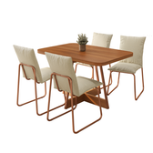 Conjunto Sala de Jantar 4 Cadeiras Atila Carraro Nogal Rosê - imagem 2