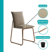 Conjunto Sala de Jantar 4 Cadeiras Atila Carraro Nogal Rosê - imagem 7