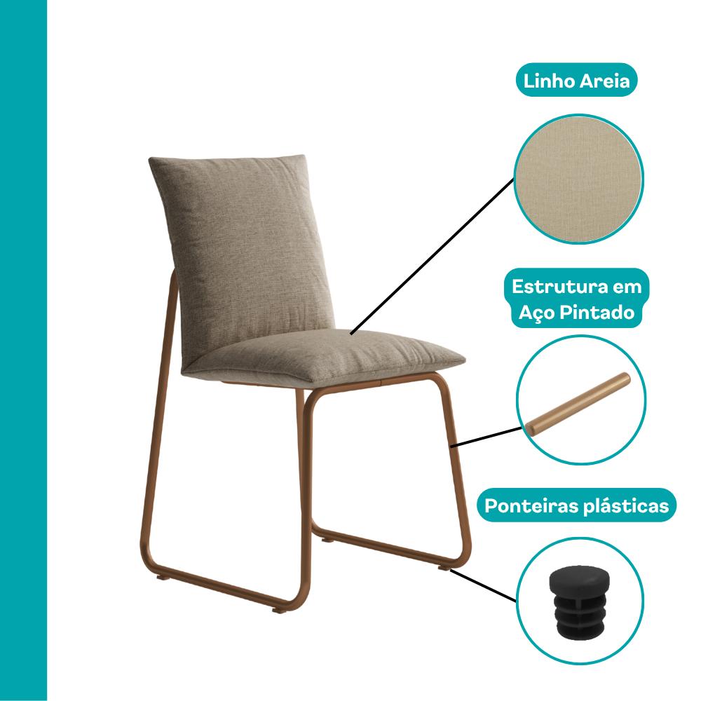 Conjunto Sala de Jantar 4 Cadeiras Atila Carraro Nogal Rosê - imagem 7