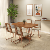 Conjunto Sala de Jantar 4 Cadeiras Filo Carraro Nogal Rosê - imagem 1