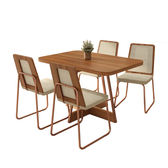 Conjunto Sala de Jantar 4 Cadeiras Filo Carraro Nogal Rosê - imagem 2