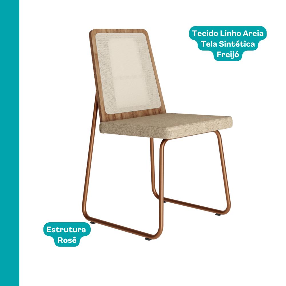 Conjunto Sala de Jantar 4 Cadeiras Filo Carraro Nogal Rosê - imagem 6