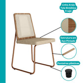 Conjunto Sala de Jantar 4 Cadeiras Filo Carraro Nogal Rosê - imagem 7