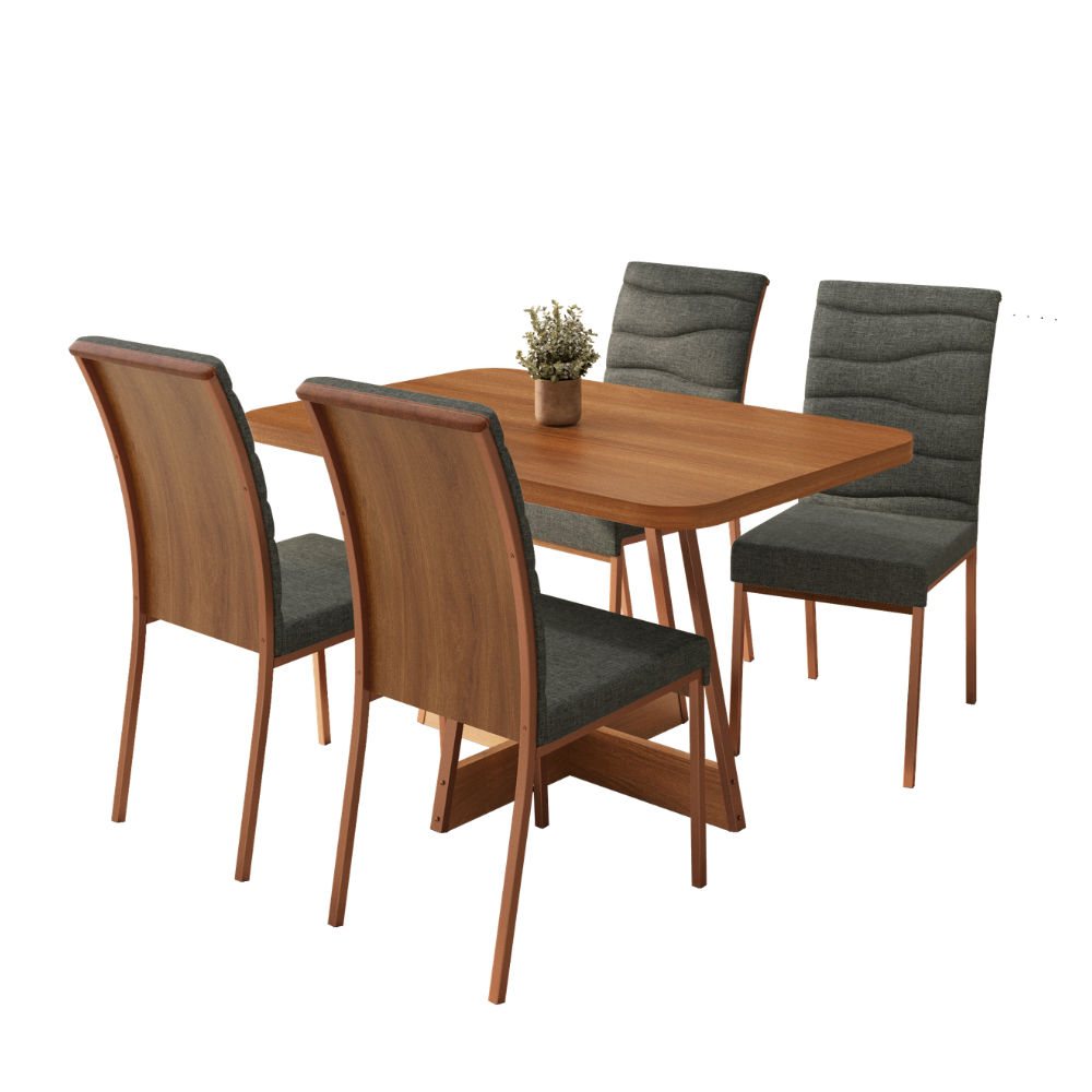 Conjunto Sala de Jantar 4 Cadeiras Ariel Carraro Nogal Rosê - imagem 2