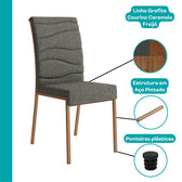 Conjunto Sala de Jantar 4 Cadeiras Ariel Carraro Nogal Rosê - imagem 7