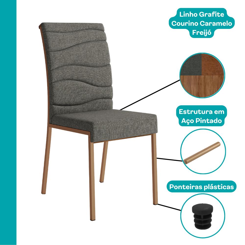 Conjunto Sala de Jantar 4 Cadeiras Ariel Carraro Nogal Rosê - imagem 7