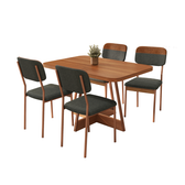 Conjunto Sala de Jantar 4 Cadeiras Moana Carraro Nogal Rosê - imagem 2