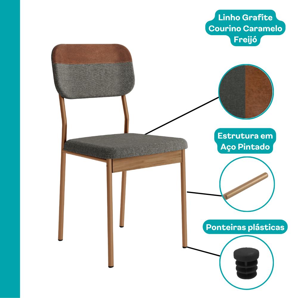Conjunto Sala de Jantar 4 Cadeiras Moana Carraro Nogal Rosê - imagem 7