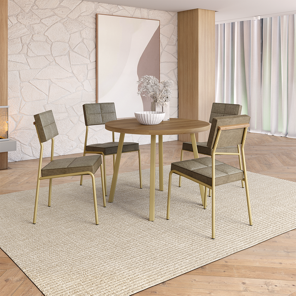 Conjunto Sala de Jantar 4 Cadeiras Jess Carraro Carvalho Dourado - imagem 1