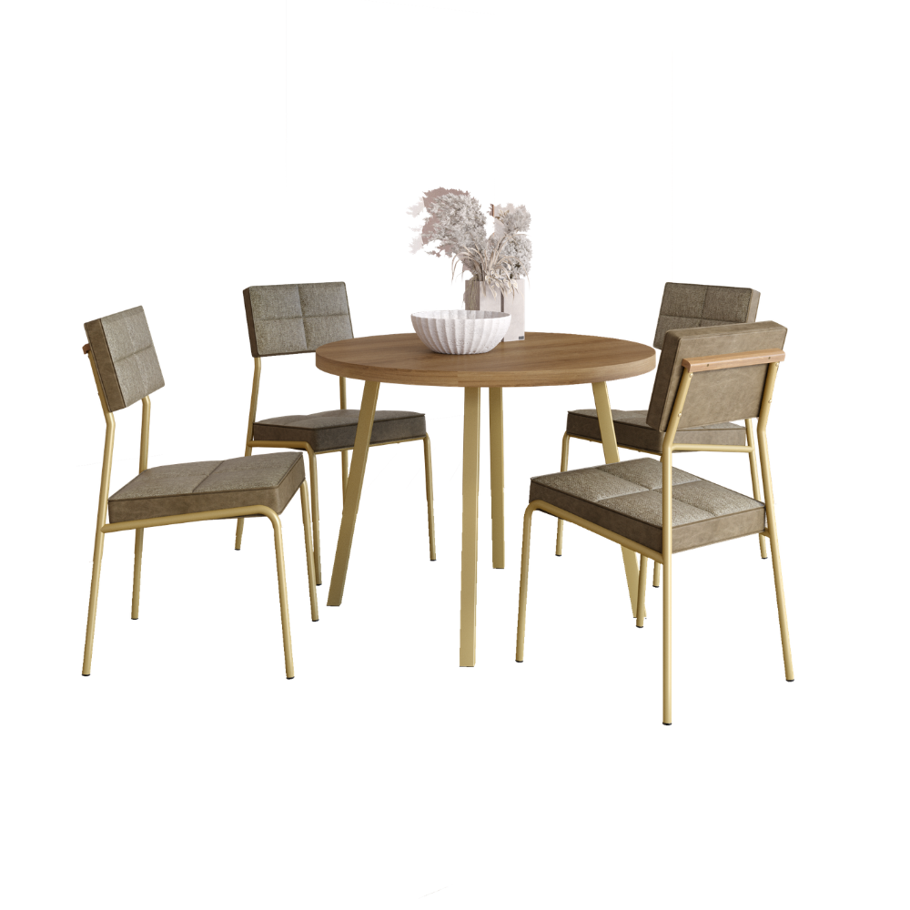 Conjunto Sala de Jantar 4 Cadeiras Jess Carraro Carvalho Dourado - imagem 2