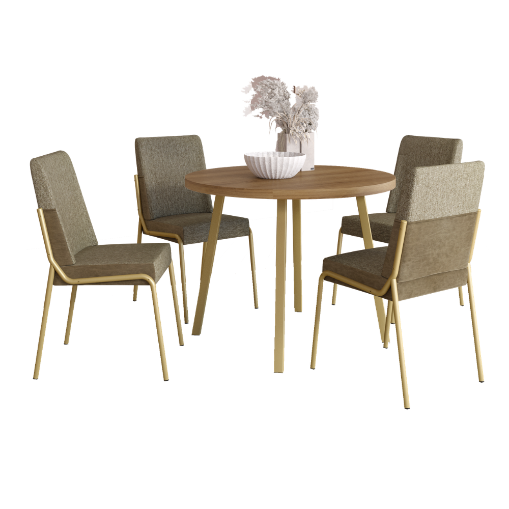 Conjunto Sala de Jantar 4 Cadeiras Roman Carraro Carvalho Dourado - imagem 2