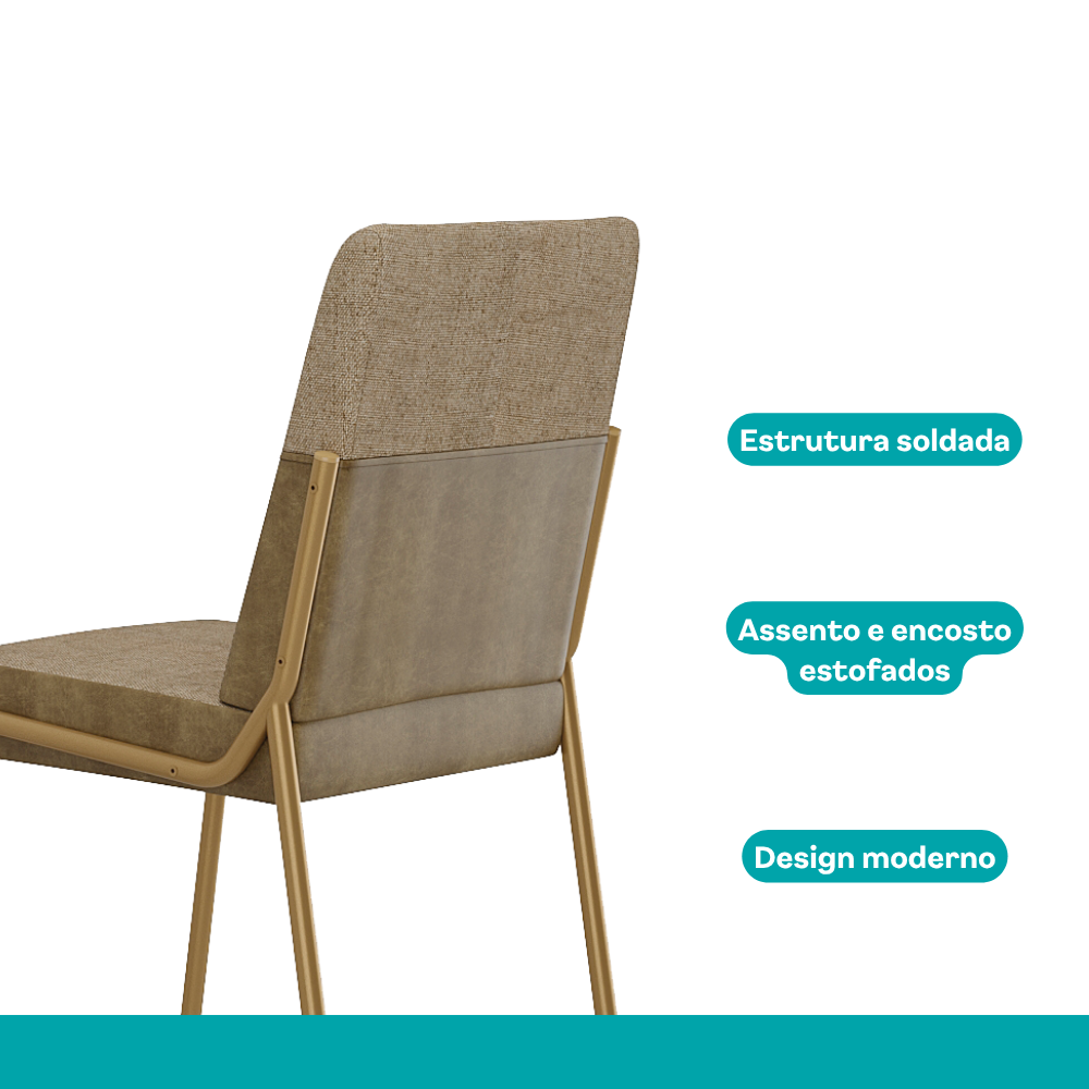Conjunto Sala de Jantar 4 Cadeiras Roman Carraro Carvalho Dourado - imagem 9