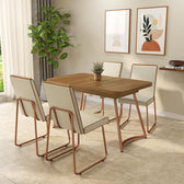Conjunto Sala de Jantar 4 Cadeiras Peonia Carraro Nogal Rosê - imagem 1