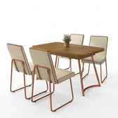 Conjunto Sala de Jantar 4 Cadeiras Peonia Carraro Nogal Rosê - imagem 2