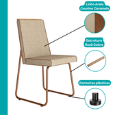 Conjunto Sala de Jantar 4 Cadeiras Peonia Carraro Nogal Rosê - imagem 7