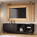 Conjunto Rack Preto Touch e Painel Parede Cedro Ventura Carraro - imagem 1