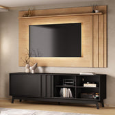 Conjunto Rack Preto Touch e Painel Parede Cedro Ventura Carraro - imagem 1