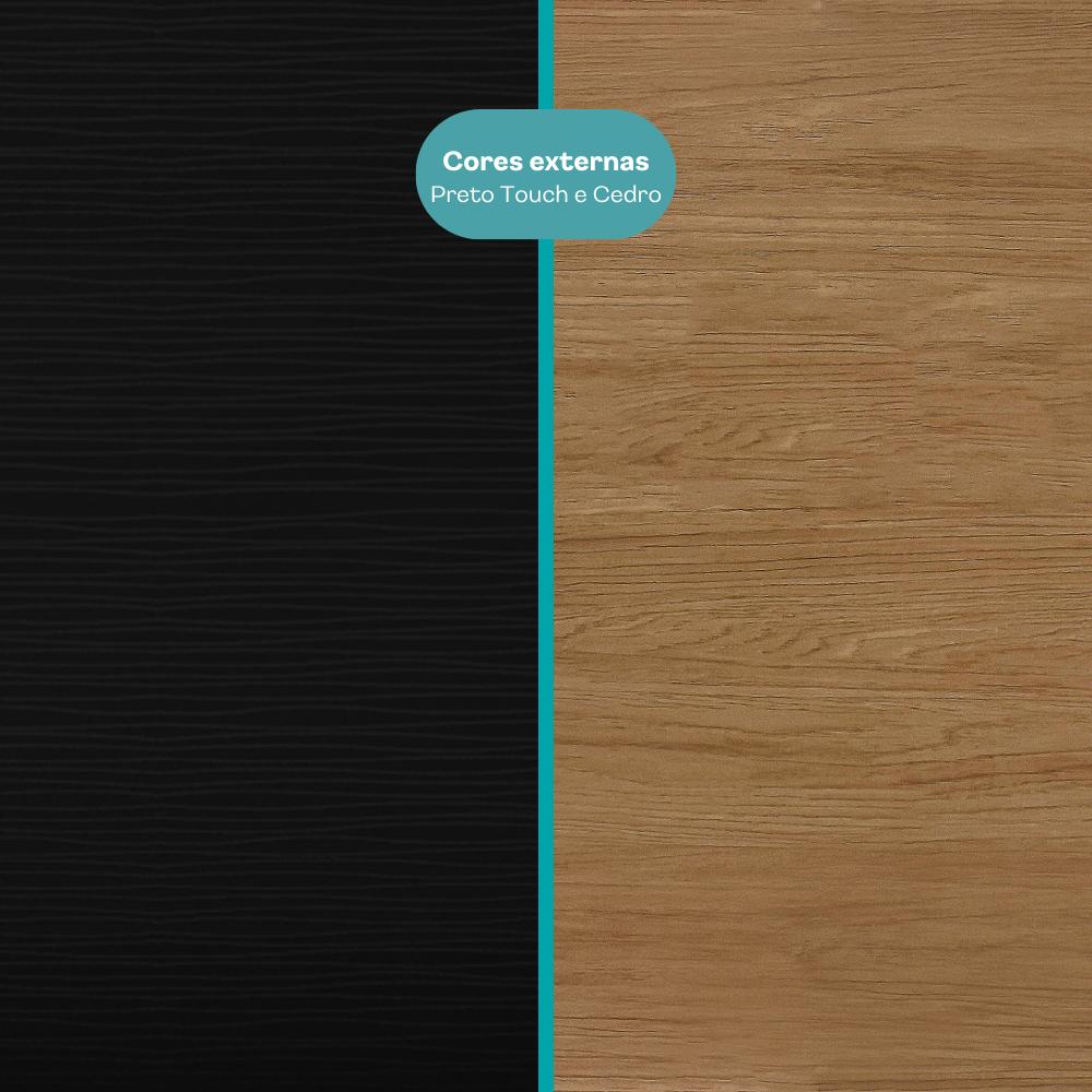 Conjunto Rack Preto Touch e Painel Parede Cedro Ventura Carraro - imagem 7