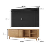 Conjunto Rack Cedro e Painel Parede Preto Touch Ventura Carraro - imagem 4