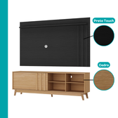 Conjunto Rack Cedro e Painel Parede Preto Touch Ventura Carraro - imagem 6
