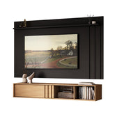 Conjunto Rack Cedro e Painel Parede Preto Touch Linea Carraro - imagem 2