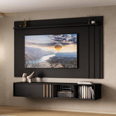 Conjunto Rack e Painel Parede Preto Touch Linea Carraro - imagem 1