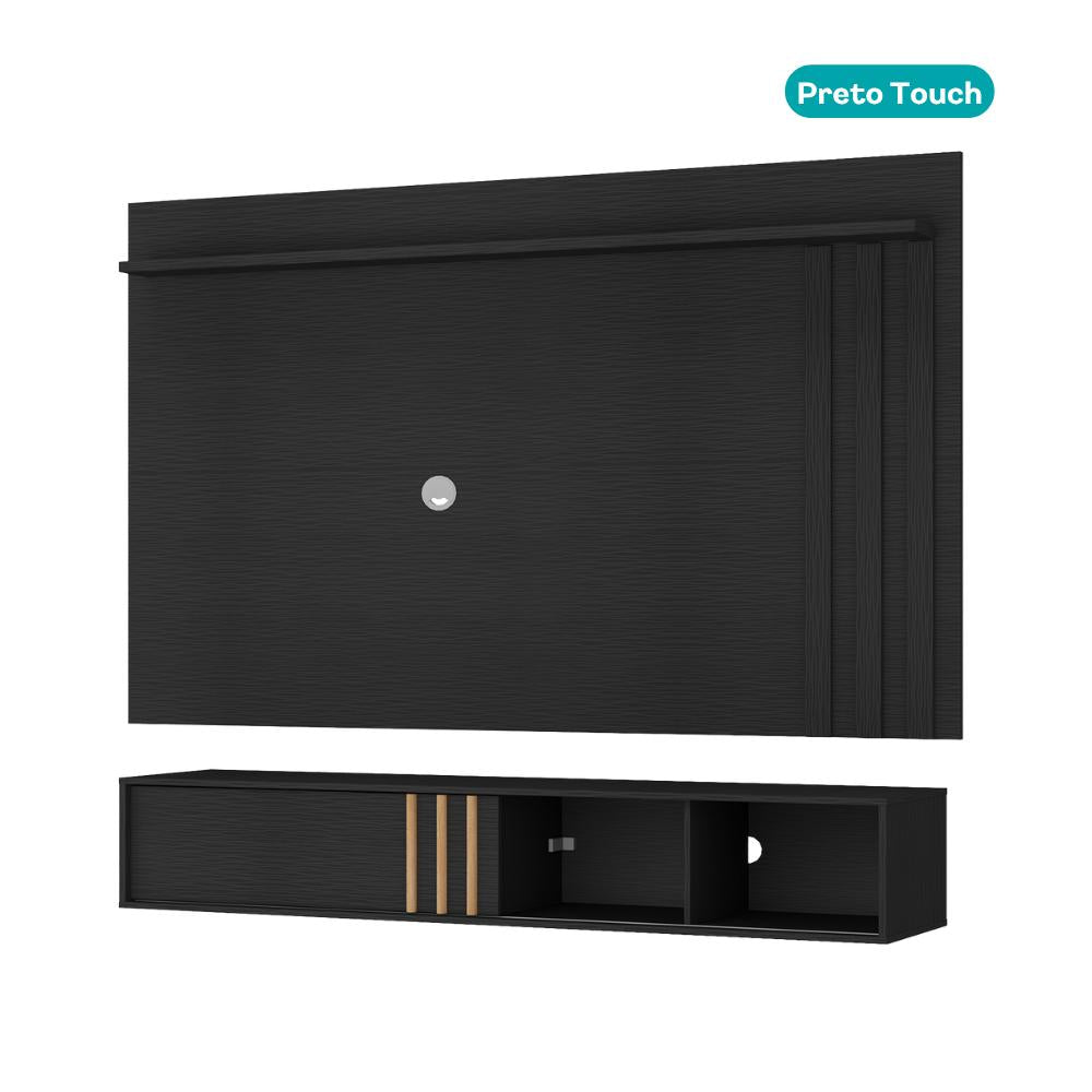 Conjunto Rack e Painel Parede Preto Touch Linea Carraro - imagem 3
