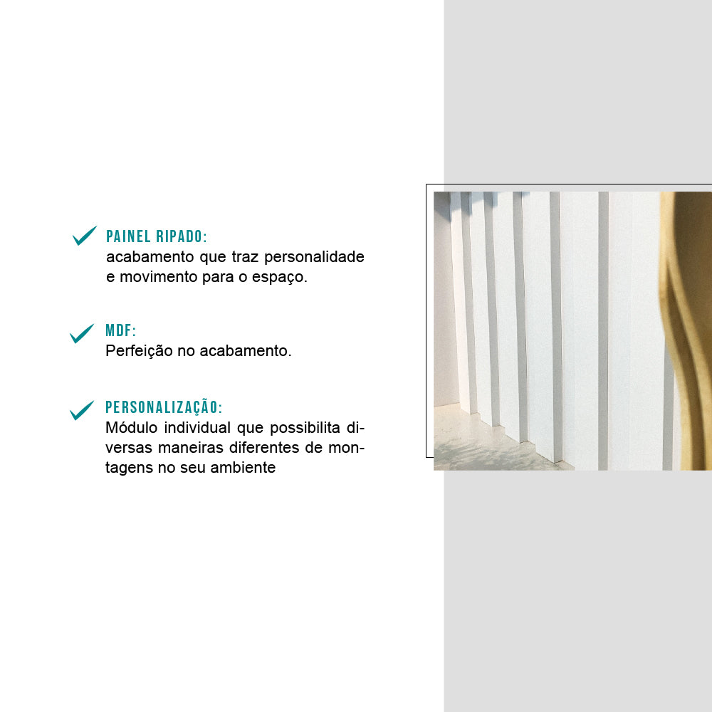 Painel Ripado Milla Branco MDF 60 Carraro - imagem 3