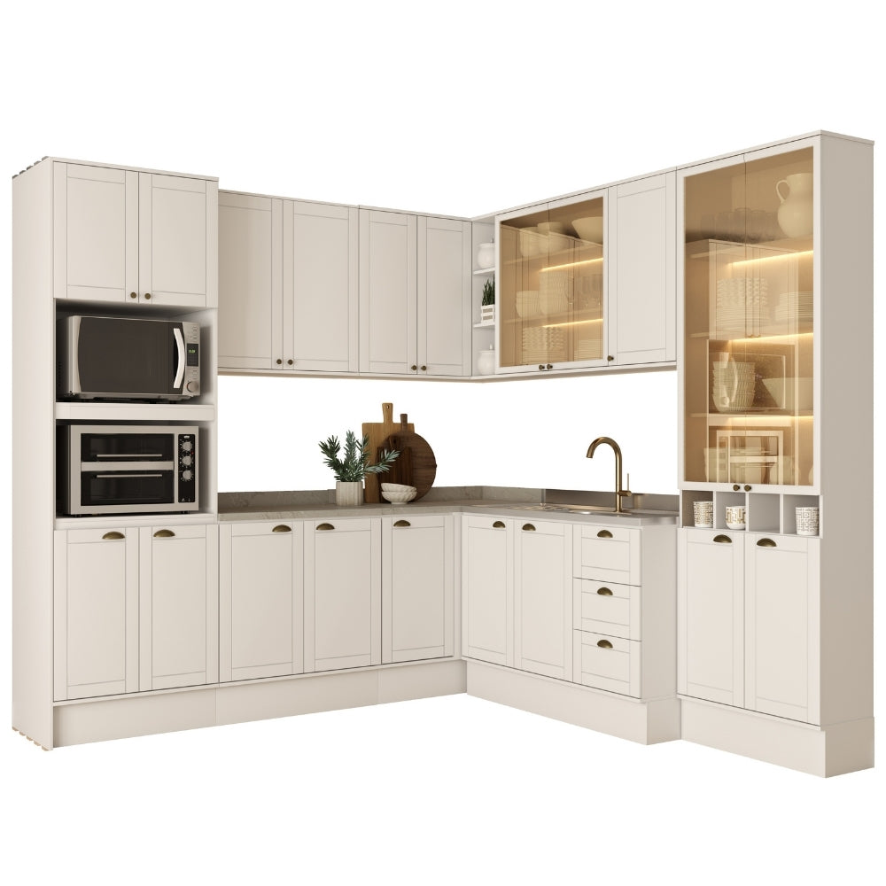 Armário de Cozinha Completa c Balcão Milla Dusk Carraro Branco - imagem 1