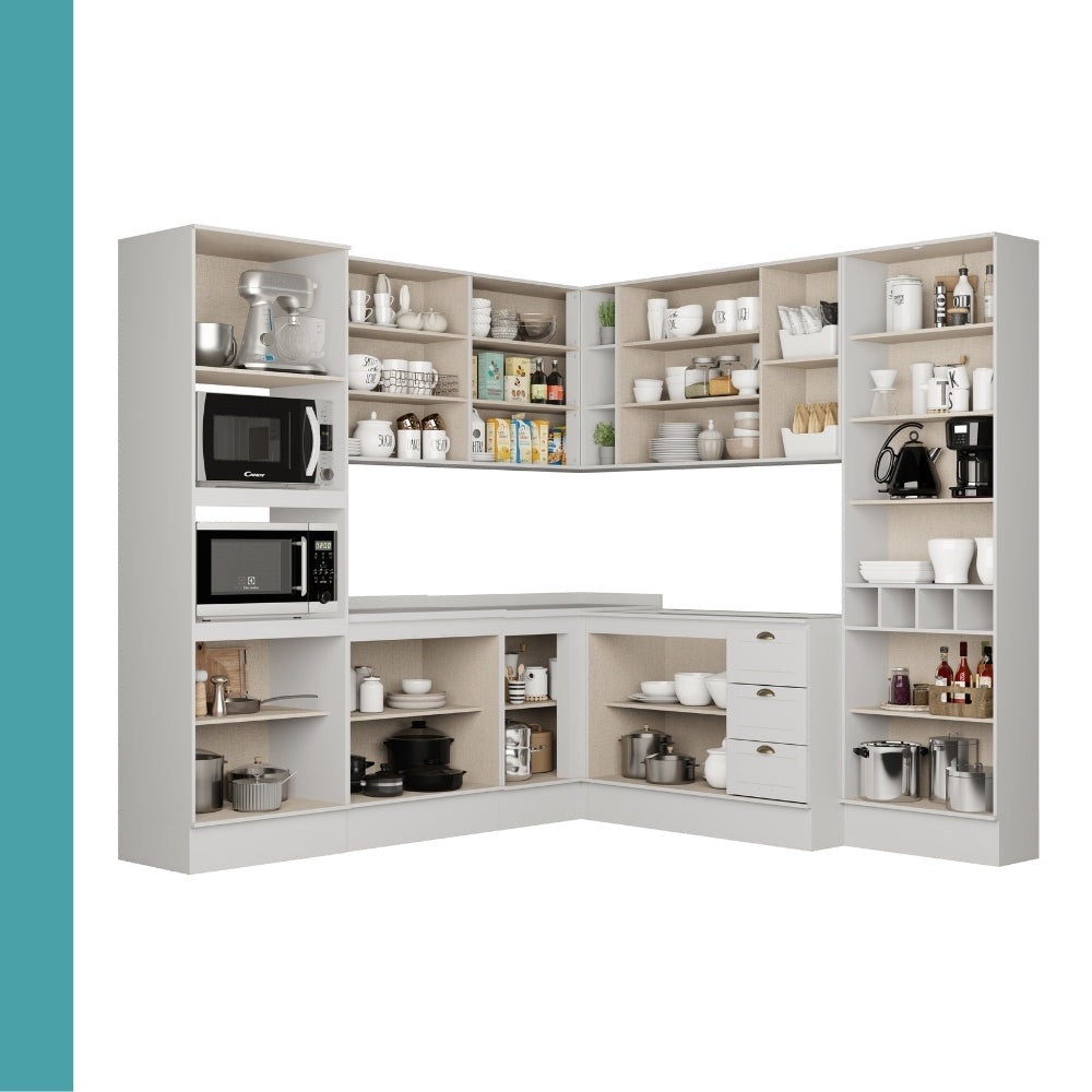 Armário de Cozinha Completa c Balcão Milla Dusk Carraro Branco - imagem 8
